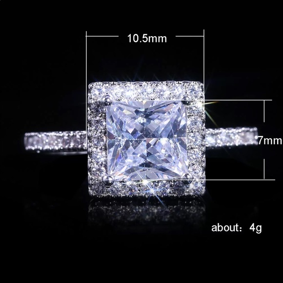 New Square 925 Silver Women’s Sapphire Ring - Picture 6 of 6